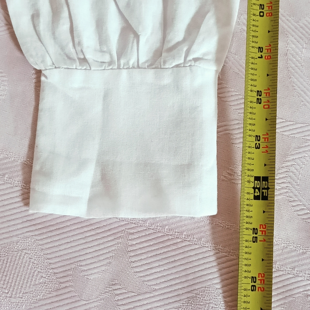 NEW SAKS FIFTH AVENUE Exclusivity Linen Blend Blouse Shirt Squareneck sz S White - Picture 15 of 15